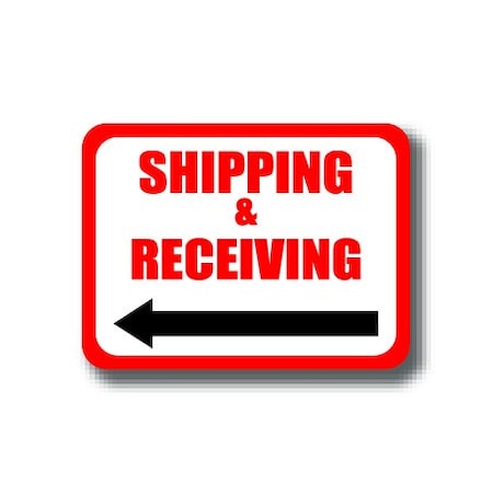 Ergomat 12in x 9in RECTANGLE SIGNS - Shipping & Receiving Left Arrow DSV-SIGN 108 #0341L -UEN